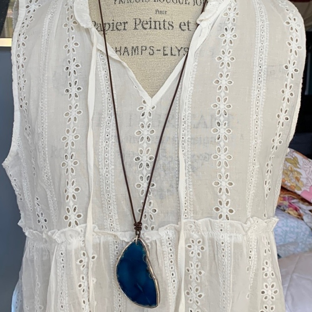 CHAN LUU Blue Stone and Silver Pendant Necklace